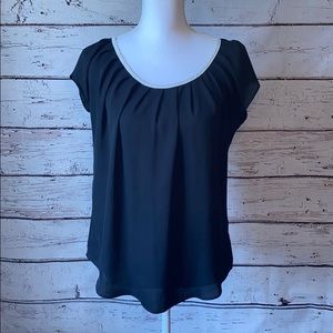 LC Lauren Conrad S black/white trim top tie back